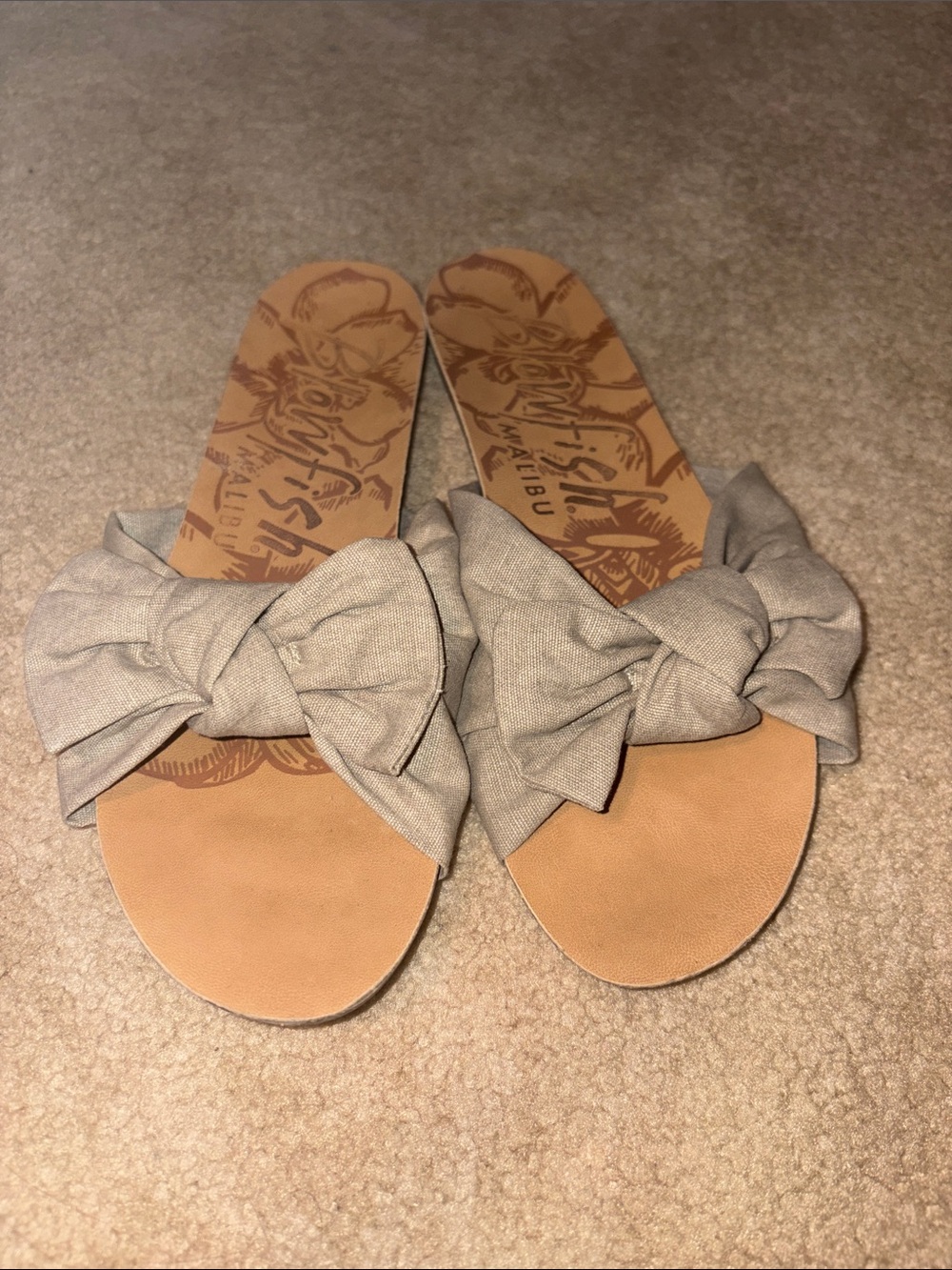Blowfish Women's Knot Bow Slide Sandals in Light Brown